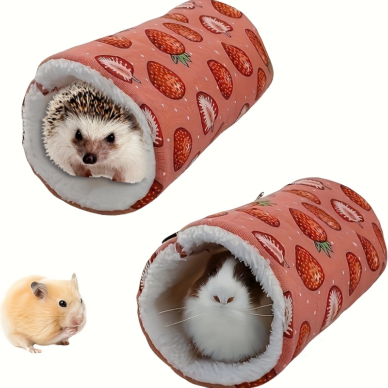 

1pc Cozy Strawberry Pattern Plush Hanging Tunnel - Soft, Washable Small Pet With Peek Holes For Guinea Pigs, Rabbits, , Hedgehogs &