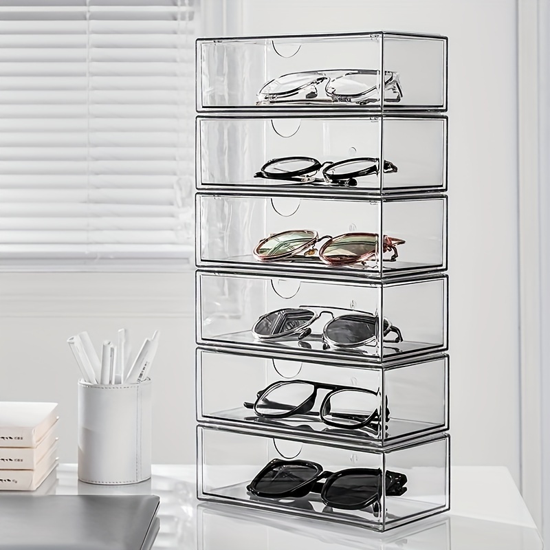 

1pc Transparent Eyeglass Sunglasses Storage Rack, Cosmetic Lipstick Makeup Brush Organizer, Watch Jewelry Storage Box Store Display Holder