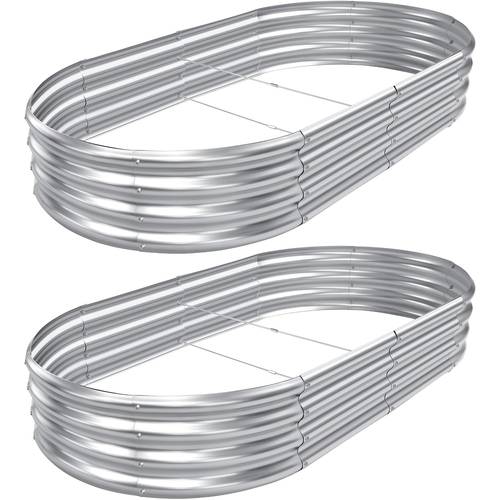 2pcs oval raised garden bed galvanized raised garden bed kit outdoor metal gardening planter box for vegetable fruits flower herbs