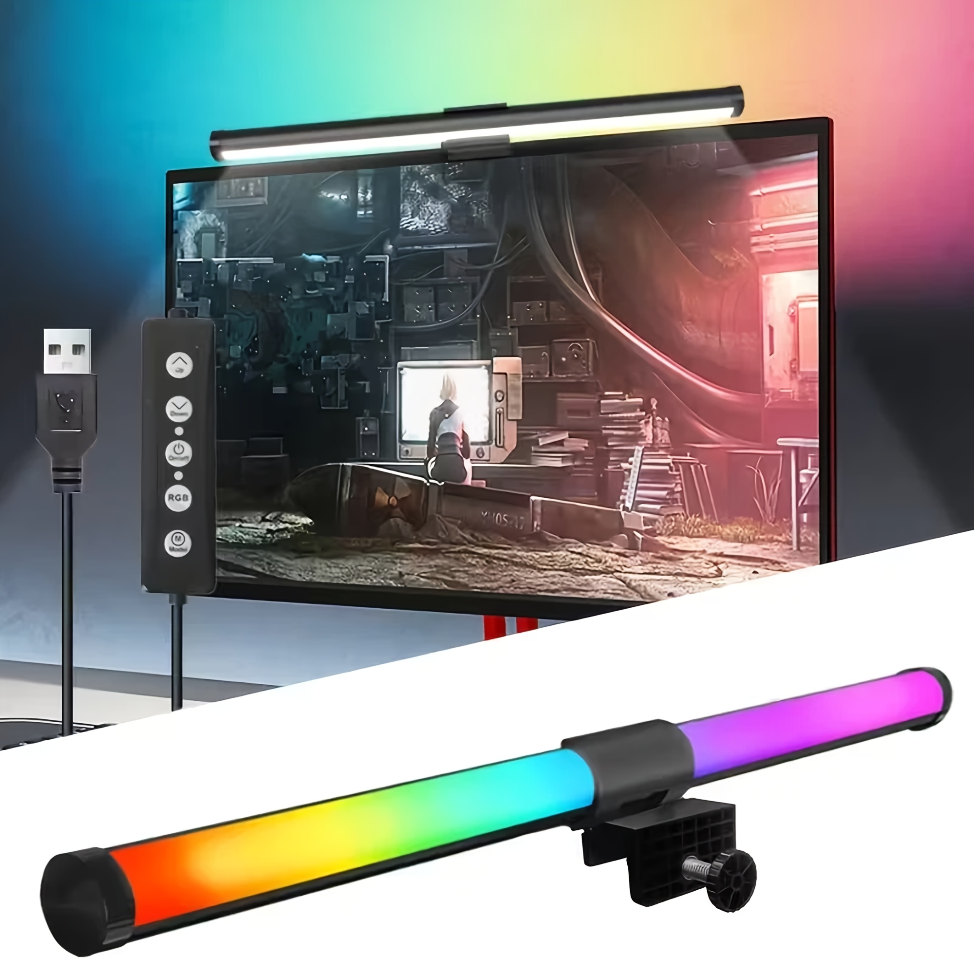 40cm Rgb Led Light Strip, Smart Backlight Display Light Strip 15.75 Inches, Usb Display Light With 3 Color Temperature , Eye Care, No Screen Glare, Dimmable, Suitable For Home Office And Computer Use
