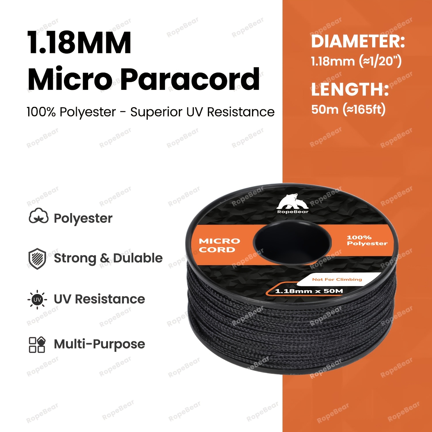 Image of Utility Cord Made Of Braided Material, Measuring 1.18mm In Diameter And 50 Meters In Length