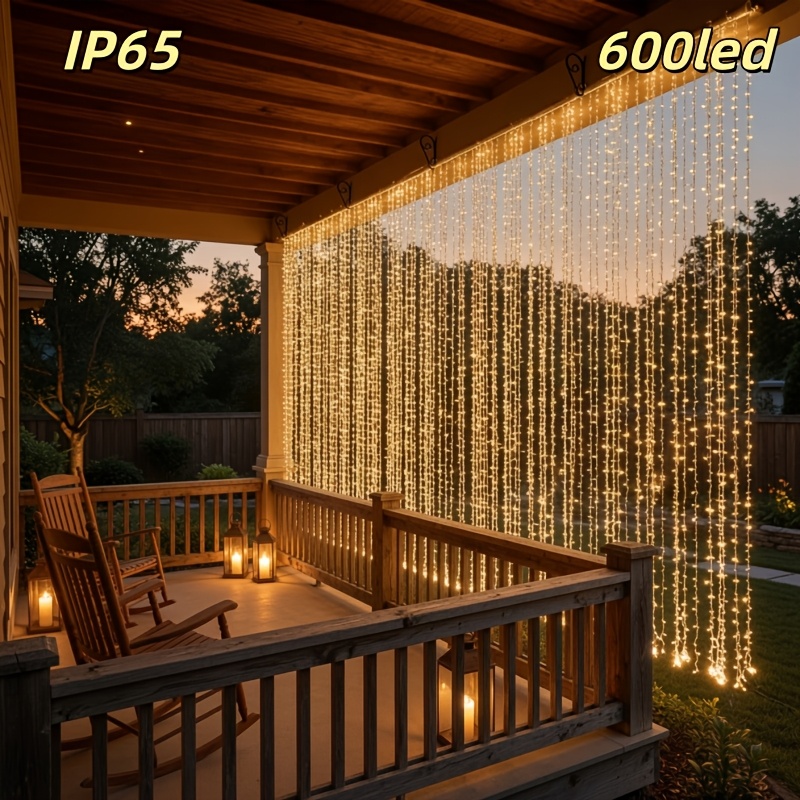 TEMU 600 Led Fairy Curtain Lights, 236.22 X 118.11 Inch Hanging Window String Lights, Battery Operated (batteries Not Included), Indoor Outdoor