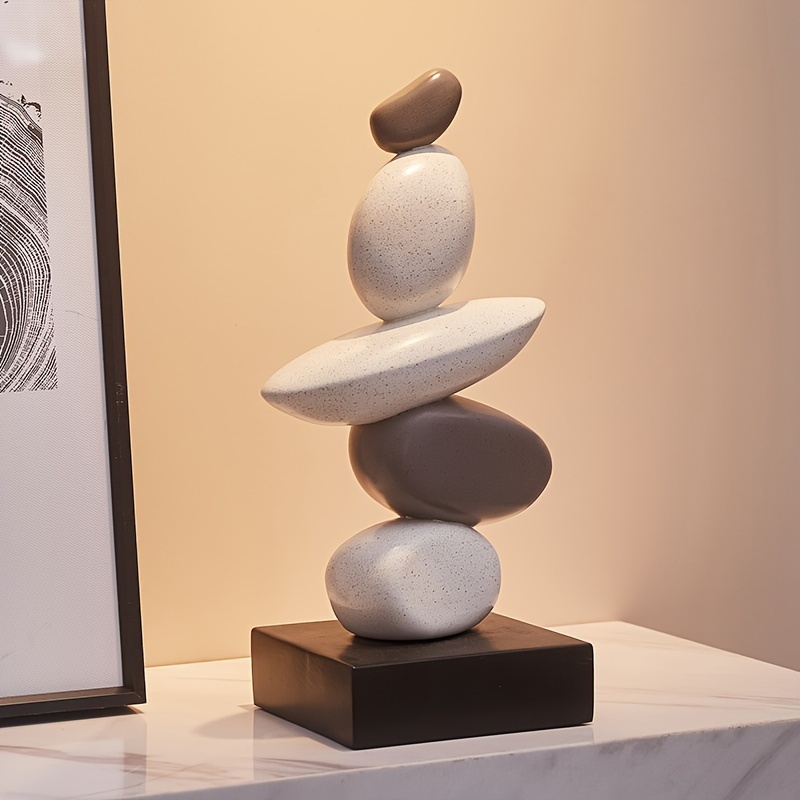 

1pc Vintage-inspired Resin Stone Ornament - Sandstone Effect, Living Room & Entryway Decor