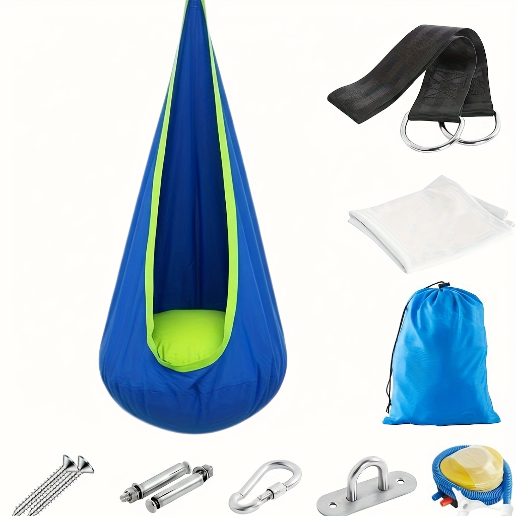 E-shop Strapazierfähiger Hängesessel-Hängestuhl mit aufblasbarem Kissen & Tasche – 176 lbs Tragkraft, 4 Farboptionen (Grün, Gelb, Pink) – Tragbarer