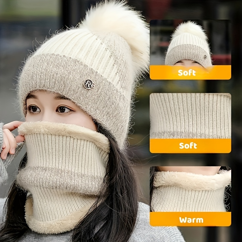 

& Set For Women - , , And Fleece-lined Hat Pom , Stretchy , And Ear For