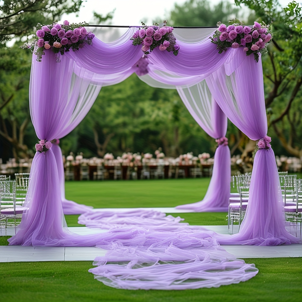 

26.2ft Elegant Lavender Chiffon Wedding Arch Curtain - Romantic Sheer Fabric For & Reception Decor, Engagements, Valentine's Day , Wedding Decorations, 315 Inches, 236.5inch/118inch, Veil, /