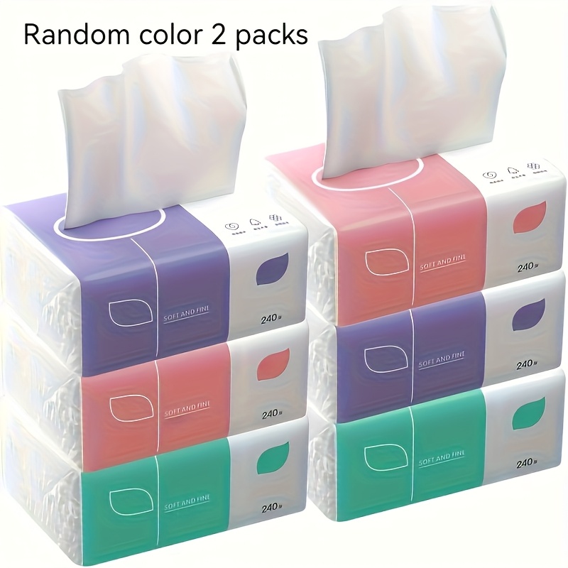2 4 packs 4 layer tissue paper per pack 240 sheets each suitable for face toilet and napkins durable and absorbent suitable for home dorm office and outdoor random color