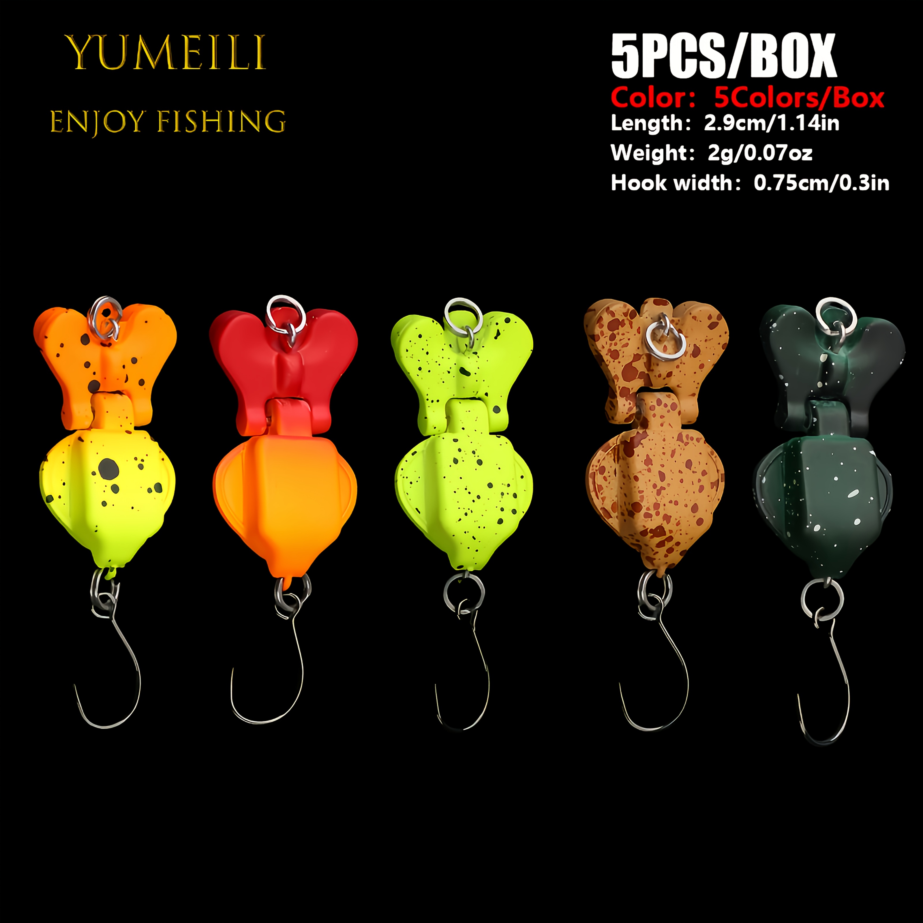 Image of 5pcs Per Box, Of Micro Stream Mini Double-jointed Lures, Can Fold At , With 2 Built-in Weighted Beads, Swimming Action, Suitable For Water , Single Hook, An Fishing Experience