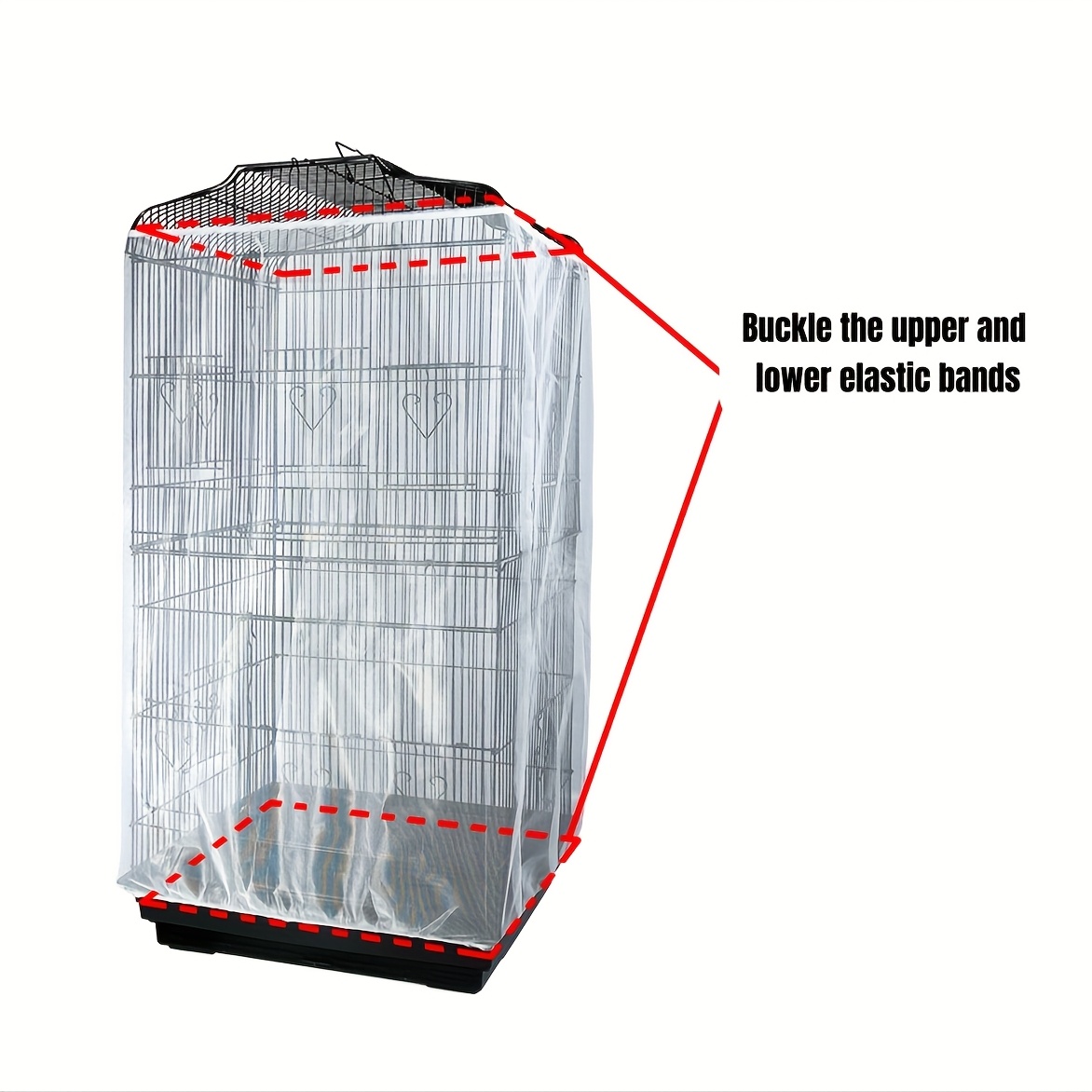 Image of 80cm/31.49in High Birdcage Mesh Cover, Birdcage Cover, Seed Catcher, Thickened And Densely Woven And Food-proof Cover, Xuanfeng Tiger Parrot Cage Net Cover, Cage Cover, Cage Sleeve
