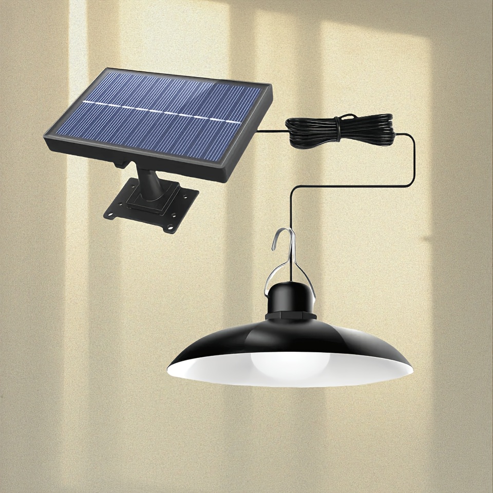 1 Lámpara Colgante LED Solar - Doble/Simple Cabeza, Iluminación para Exterior e Interior, Ideal para Patio, Garaje, Camping en RV - Brillo Ajustable, Fácil Instalación, Luz Solar para Exteriores