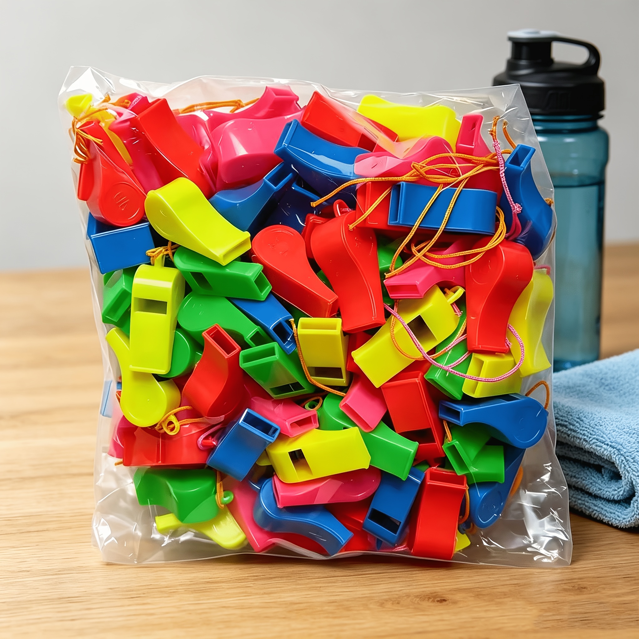 TEMU 15pcs/pack Loud Colored Sports Whistles With Lanyards, Suitable For Referees, Cheerleaders, And Outdoor Activities - For And Referees - Colored