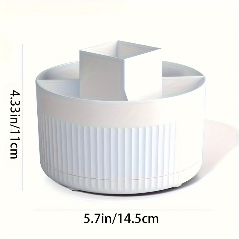 1pc sleek white 360 degree rotating makeup organizer multi function cosmetic storage box with textured design durable plastic no   ideal for brushes skincare products beauty tools makeup brush holder Product details 4