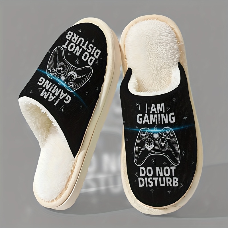 TEMU Chaussons en Peluche à Thème de Jeu, Unisexe, Chauds et Confortables , Chaussons d'Intérieur Automne et Hiver