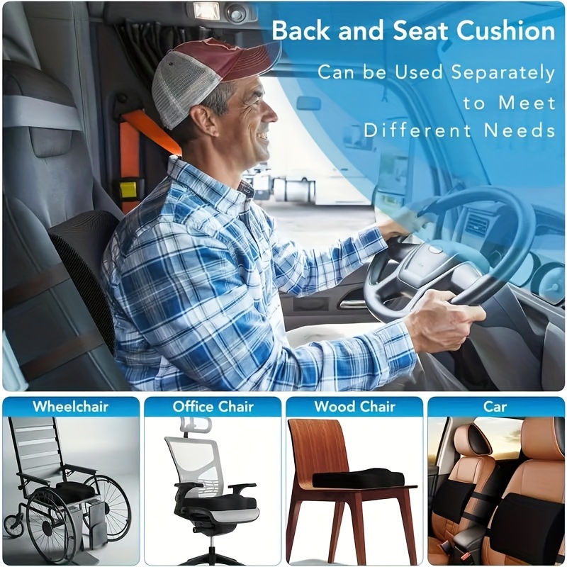 seat cushion lumbar support pillow with adjustable strap chair cushions for adjustable shoulder strap back support with washable cover memory foam for car travel and wheelchair black Product details 5
