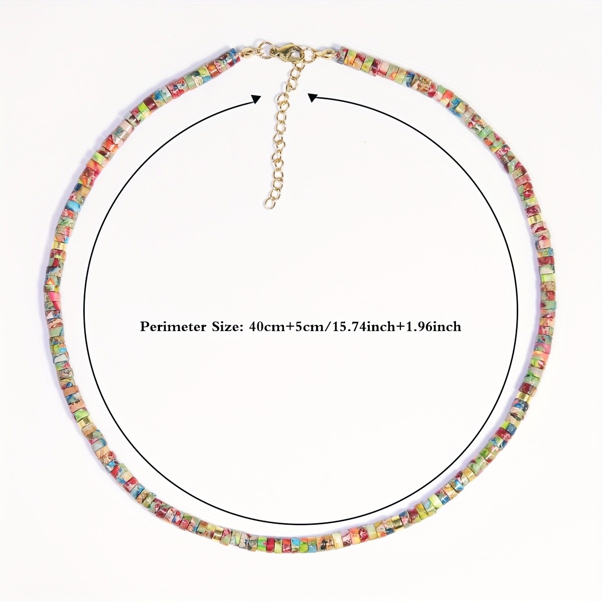 Natural Stone Bead Necklace Unisex Jewelry Golden Chain Unique Gift