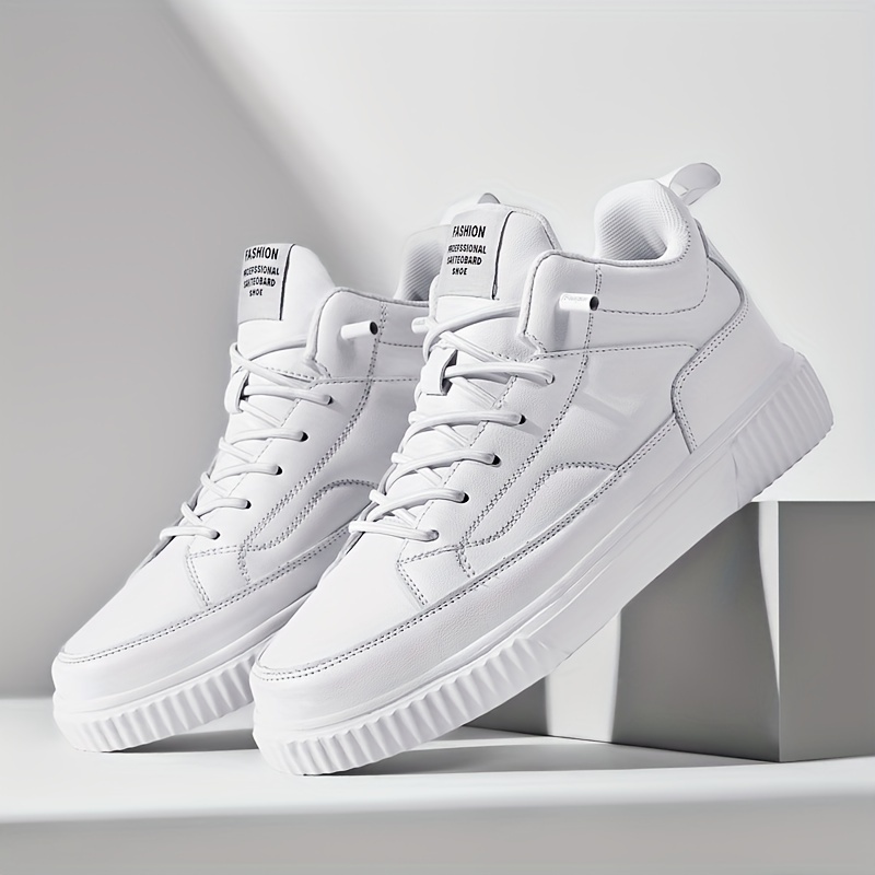 Men's Trendy Solid Skate Shoes, Comfy Non Slip Casual Street Style Sneakers For Men's Outdoor Activities