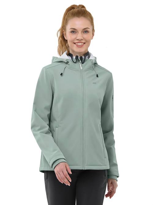 33 000ft womens softshell training jacket fleece lined warm jacket light hooded windproof coat for outdoor hiking