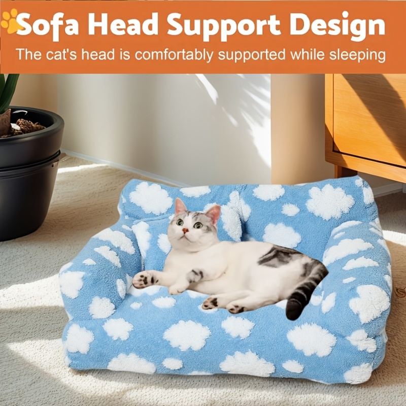 cozy cloud pattern pet sofa bed for dogs cats large   soft warm detachable cover ideal for indoor outdoor use   sofa bed   design durable polyester cover pet beds Product details 2