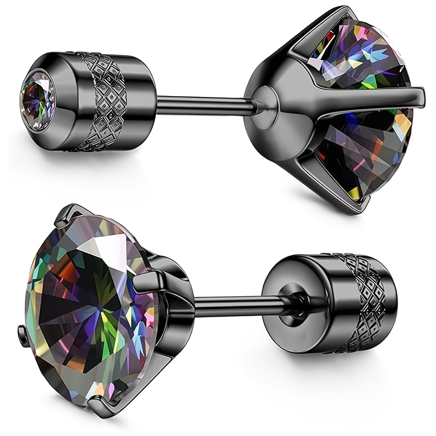1 Pair Of Hypoallergenic 316l Stainless Steel Screw Back Earrings For Sensitive Ears Cubic Synthetic Cubic Zirconiaia Earring Studs For Women Men Double Side Earrings Piercing Sleeper Studs Jewelry