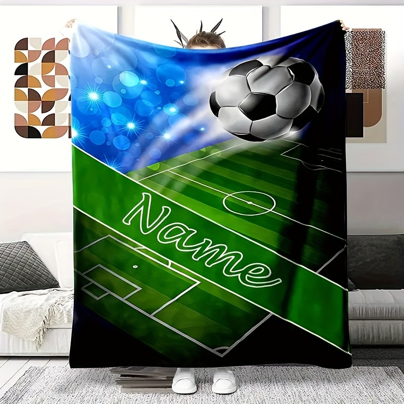 

Couverture en Flanelle sur le Thème du Football Personnalisée - Douce, Confortable & pour Canapé, Lit, Décoration de Bureau - Cadeau Idéal pour les Fans de Sport, Toutes