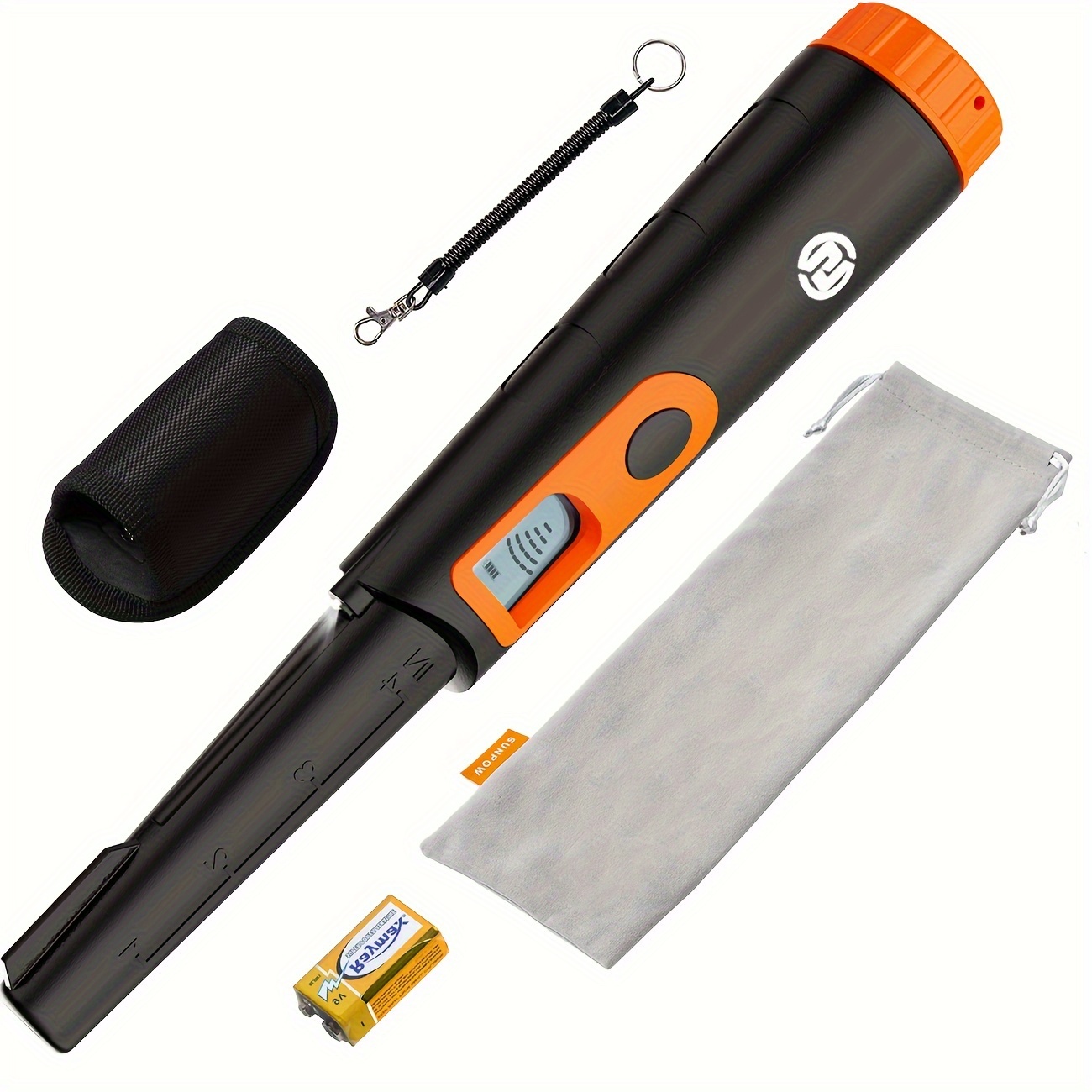 

Sunpow Metal Detector Pinpointer, Fully Waterproof, 360°detection Handheld Pin Pointer Wand With Lcd Screen, 3 Modes (buzzer, Vibration, Sound) For Treasure Hunting- Otmd08