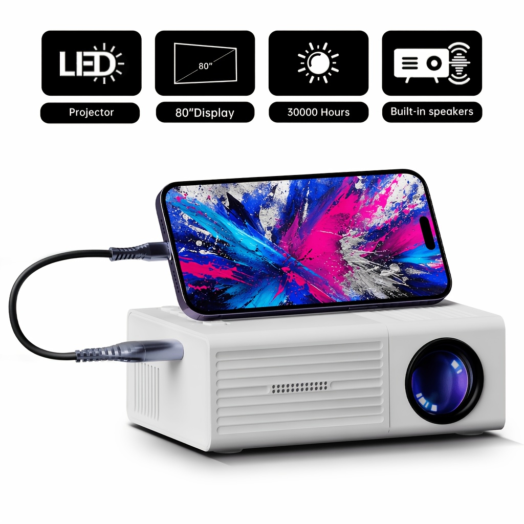 portable projector home theater projector native resolution 320 240p   with remote control usb connection lcd display reliable performance suitable for ios tv stick usb laptop and other devices