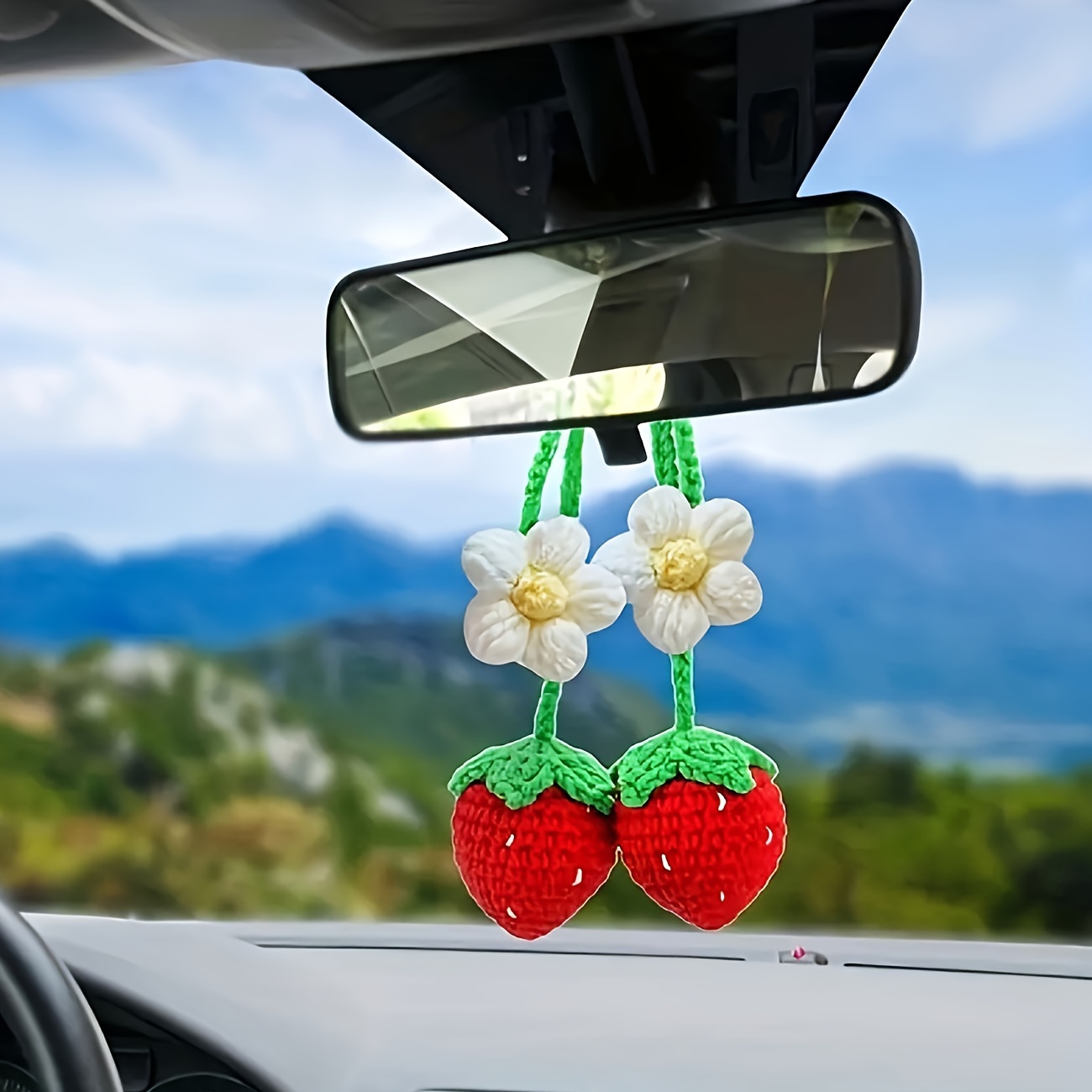 2 Pezzi Fatti A Mano Accessori Auto Fragola Specchietto - Temu Italy