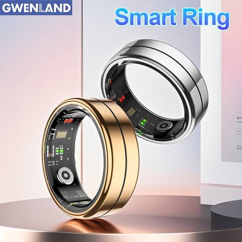 smart ring - 5atm, kabellose konnektivität, fitness- & schlafmonitor, 15mah (größe 8)/18mah (größe 9, 10, 11, 12, 13) batteriekapazität, wellenfoto, edelstahl - geschenk für männer und frauen, ideal für partys, feiertage