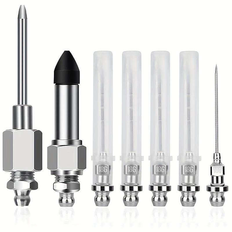 TEMU Grease Gun Needle Tip Kit 7pcs, 5pcs Grease Gun Needle Tip Mouth  1pc Rubber Adapter  1pc Grease Needle Dispenser, Bearing Needle Nozzle Fitting
