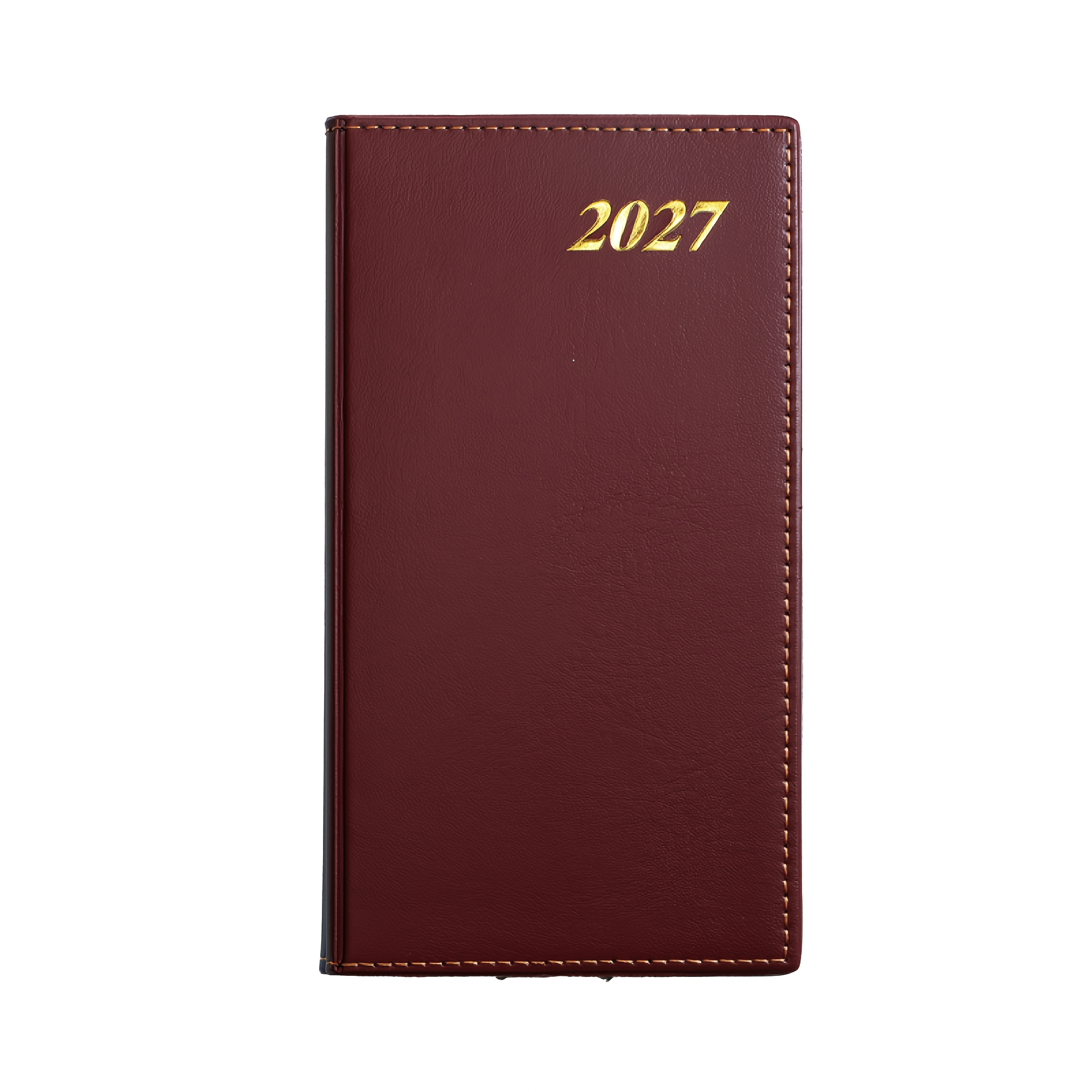 TEMU Einzelband 2027 Englischer Wochen- & Monatsplaner, 3,94×7,09 Zoll, PU-Leder mit Goldfolienbeschriftung, tragbarer Taschenplaner