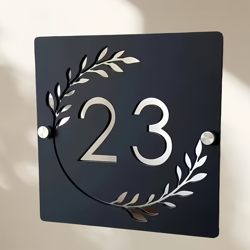 TEMU Custom 3d Acrylic House Number Sign - Personalized Outdoor Address Plate, Easy Wall Mounting, Double-layer Hollow Modern 3d Relief Design Custom