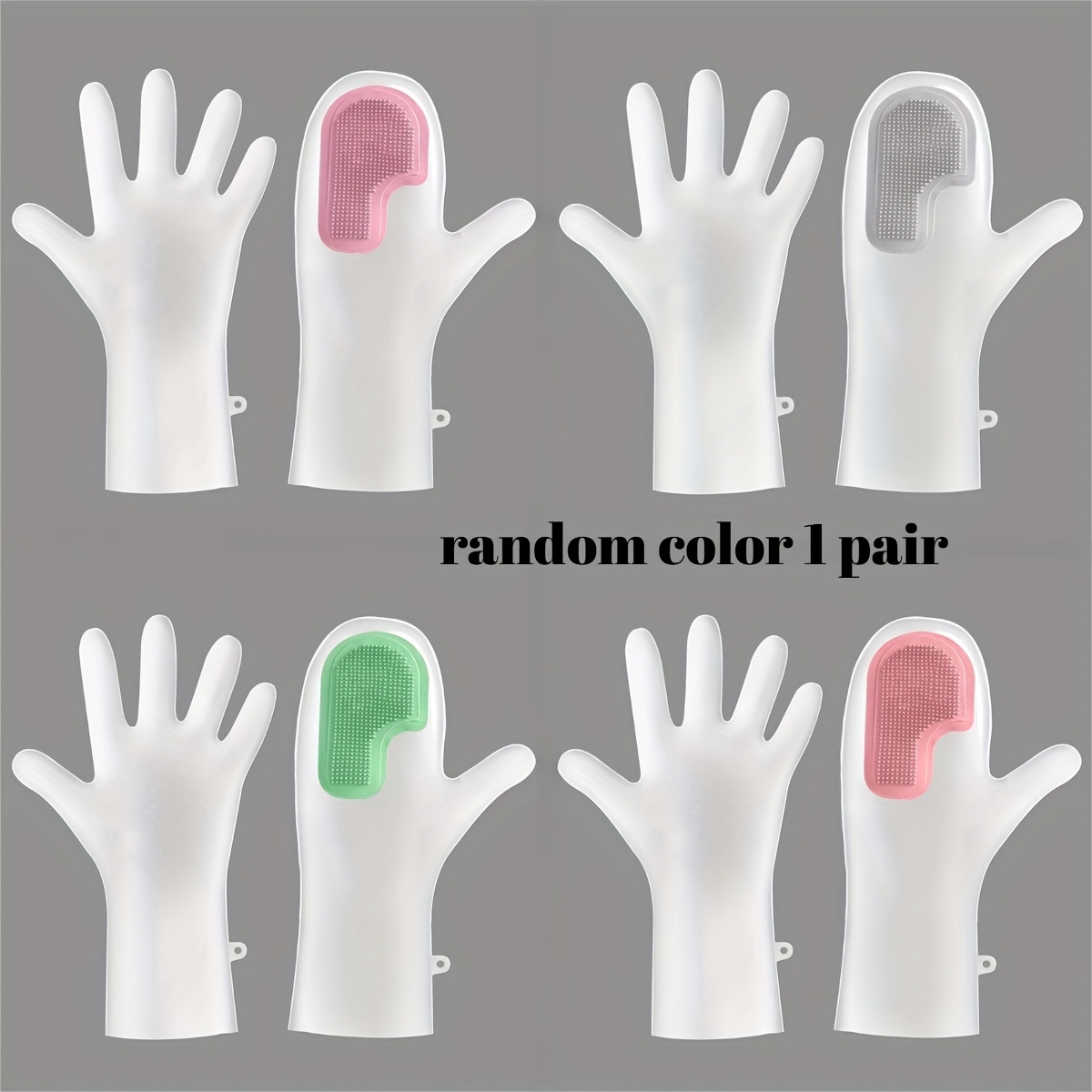1 Pair Household Dishwashing Gloves Multifunctional Magic Brush Kitchen Cleaning Household Washing Dishes, Random Color