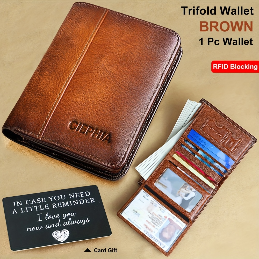 RFID Blocking Genuine Leather Trifold Wallet for Men with Money Clip, ID Windows, and Multiple Card Slots