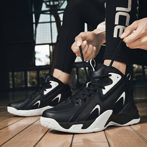 Artikelbild sneakers, groß (39-49) herren sport-basketballschuhe, outdoor-basketballschuhe, mittleres obermaterial mit atmungsaktivem obermaterial, stoßdämpfende dicke sohle