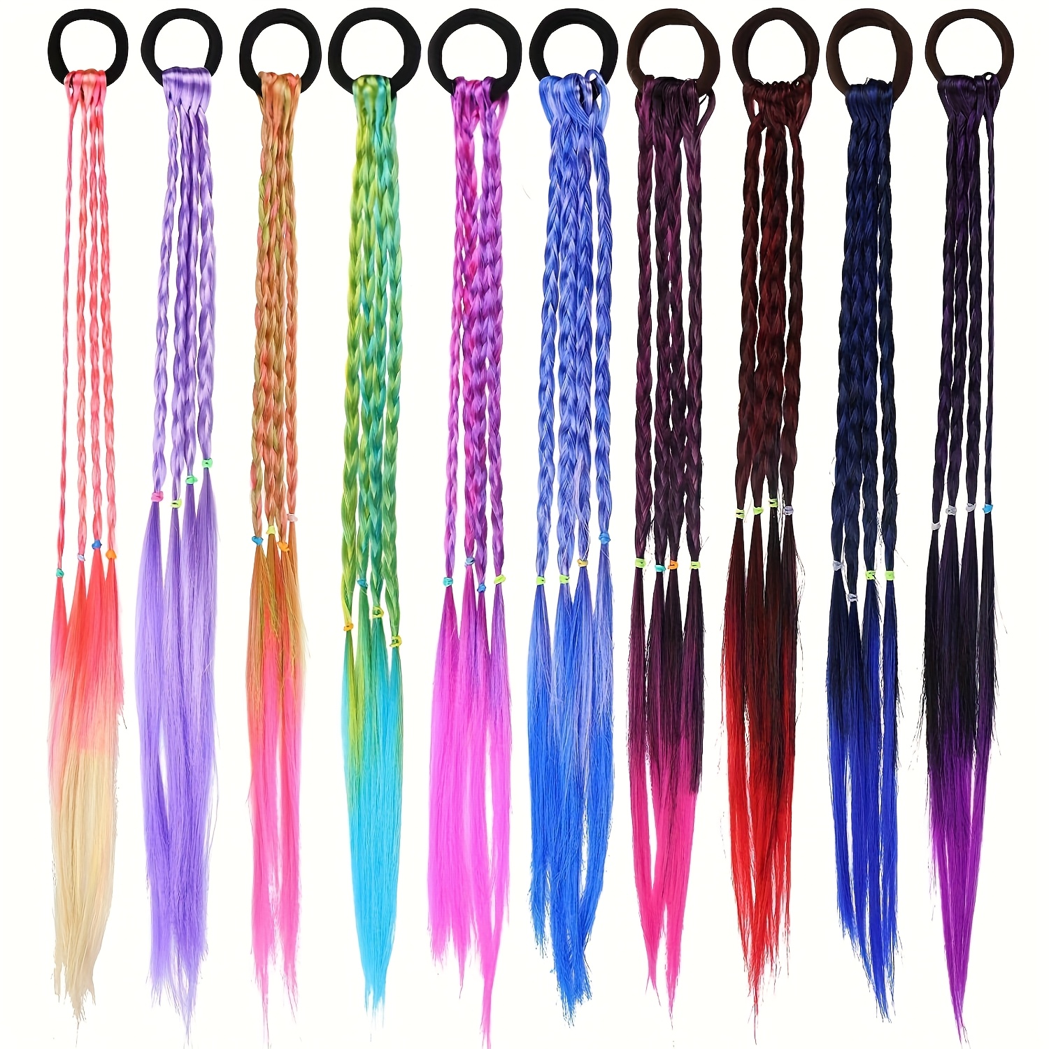 Image of 10pcs Y2k Style Hair Ties - Women And Multicolor Mixed Elastic Soft Hair Ropes, Suitable For Ponytails, Birthday Parties And Casual Attire