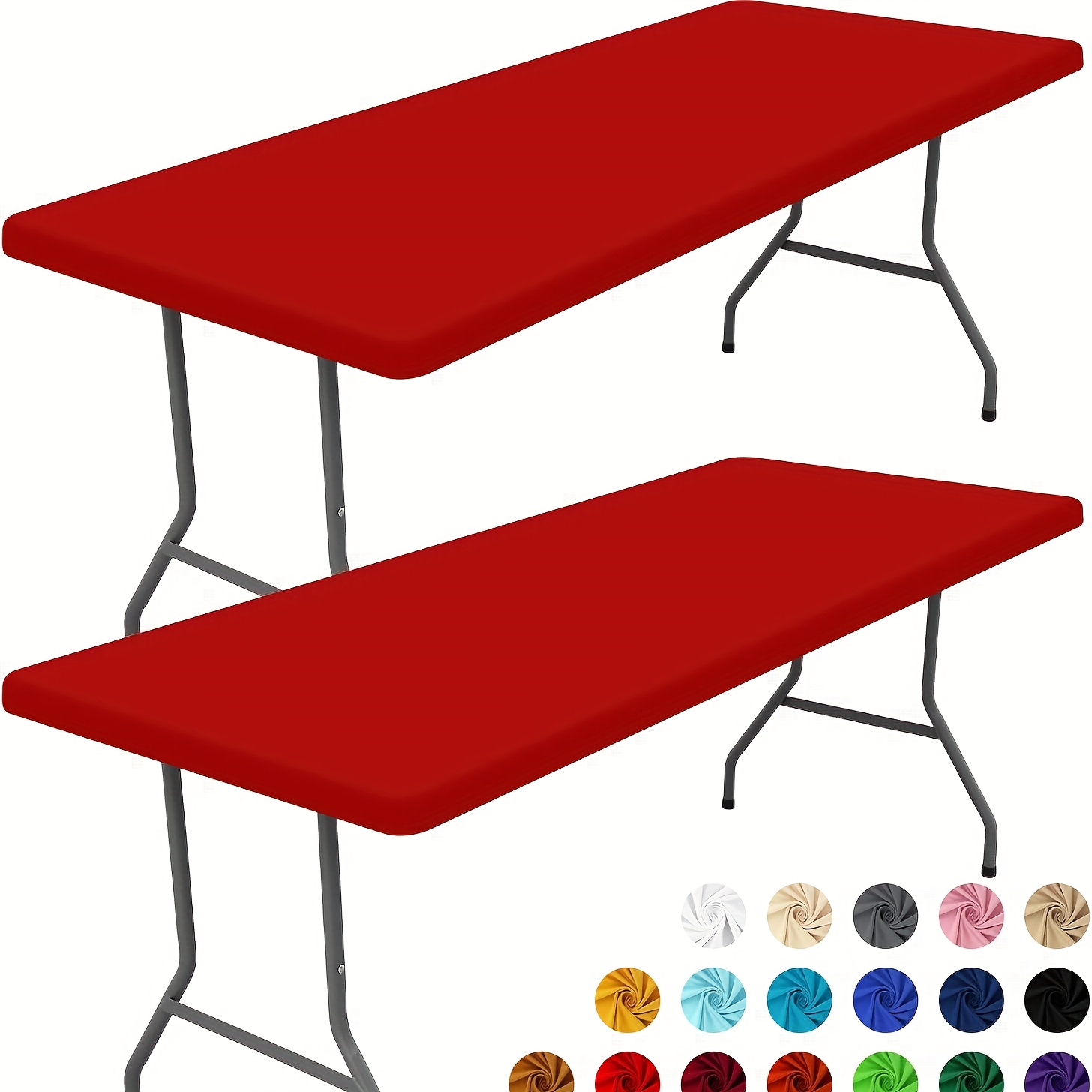 TEMU Of 2 Spandex Table Covers, Elastic Fitted Cloths For 6-foot Rectangular Tables, Washable Stretch Covers For Outdoor , Christmas, And New Year Celebrations (30"x72" 6ft 183*76*76cm)
