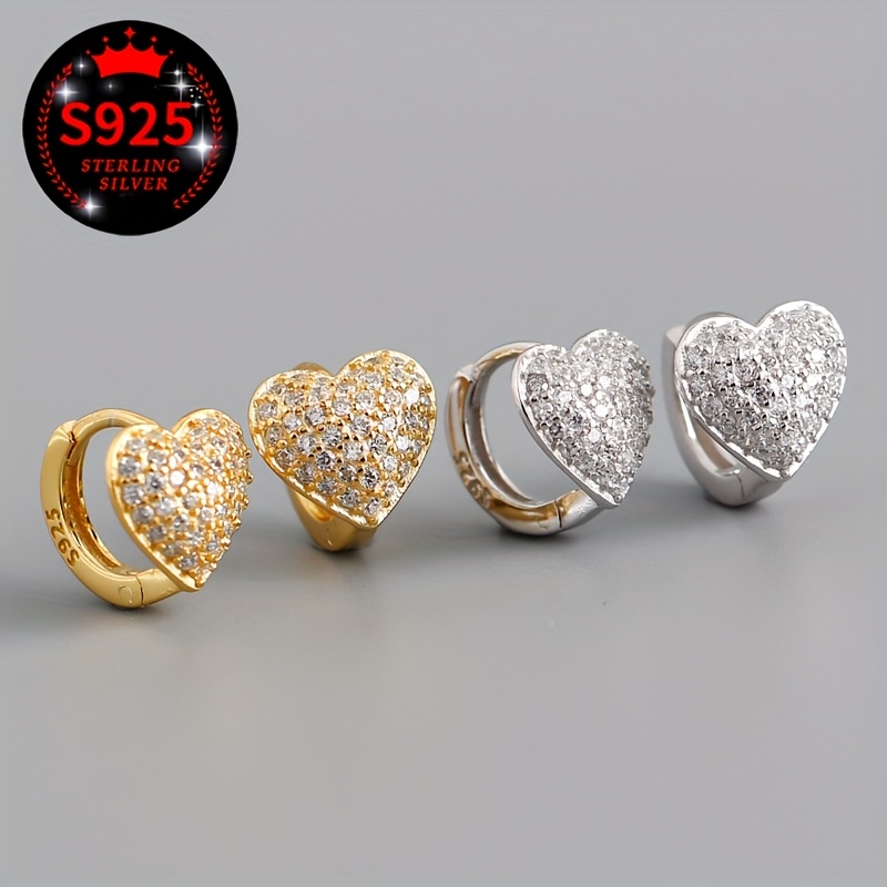 2pcs Studded Zirconia Heart Shaped Earrings with Packaging