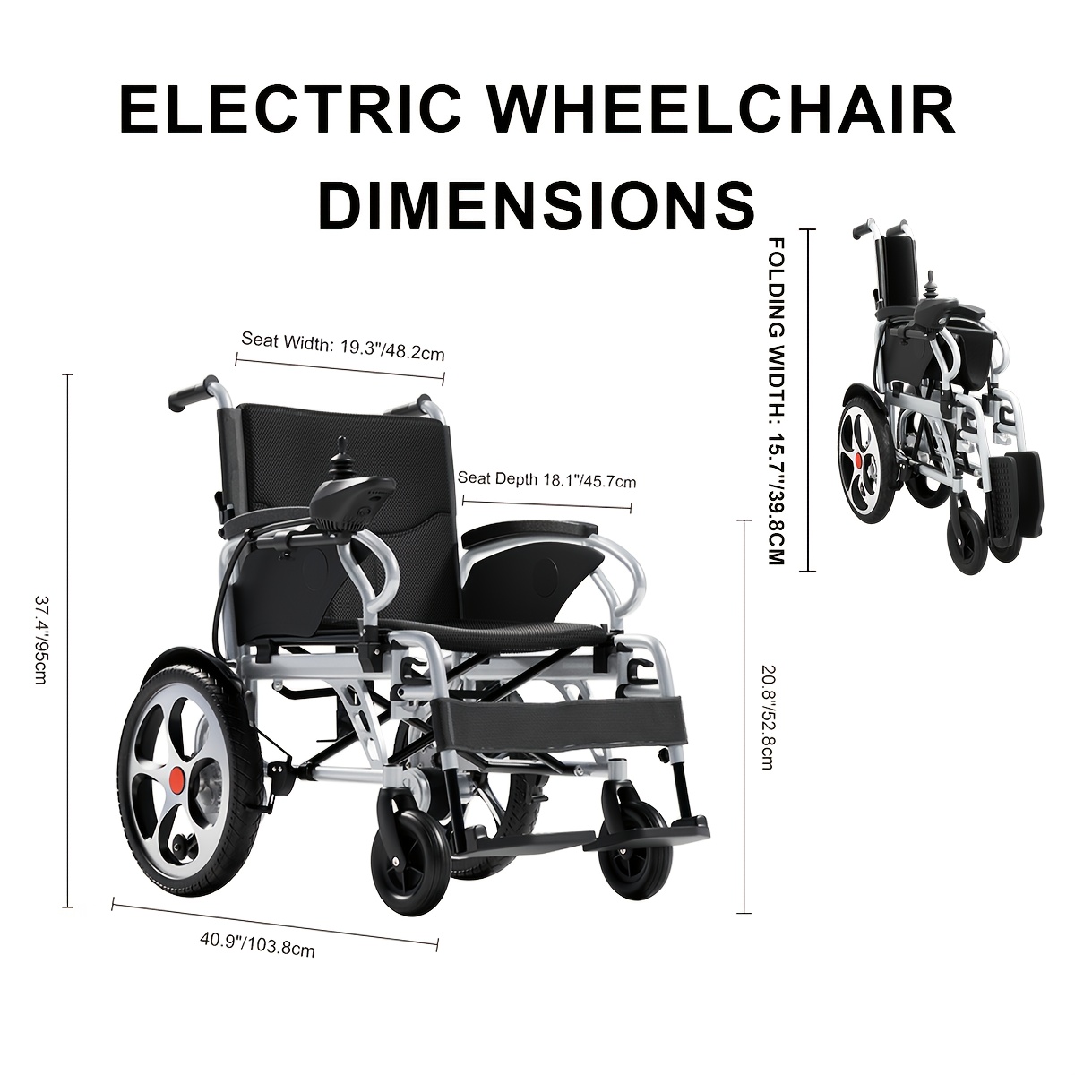 aluminum alloy frame electric wheelchair 24v 20ah lithium battery 500w motor 400 lbs weight capacity 17 inch wheels foldable with dual brakes and thickened integrated backrest Product details 0