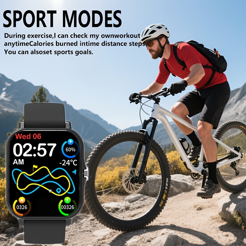 1.83-Inch Full Touch Silicone Strap Smart Sports Watch, Unisex Fitness Outdoor Pedometer, Multiple Watch Faces Available, Wireless Call, Multiple Sports Modes, Remote Camera, Alarm Function, TFT Display, Equipped with 260Mah Battery