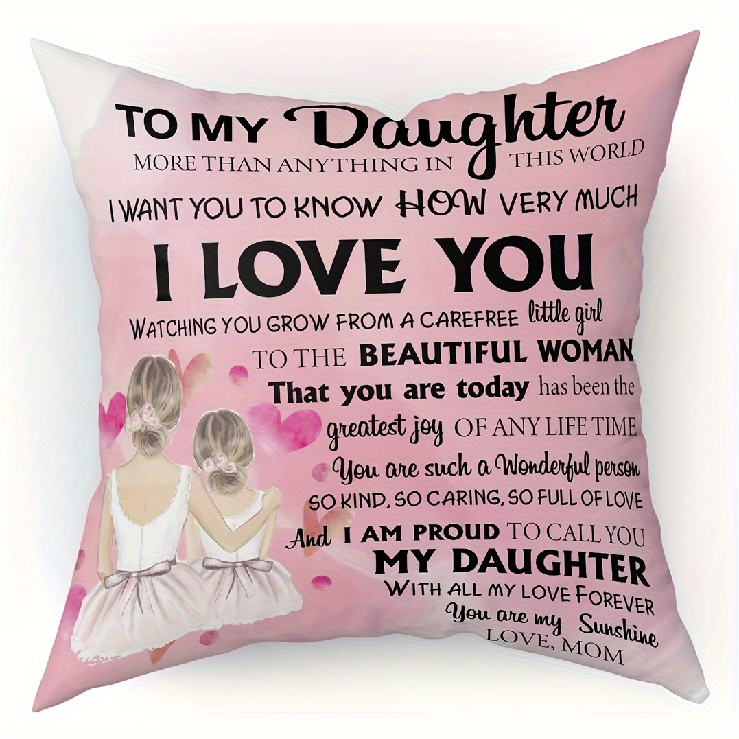 

1pc To My Daughter Short plush decor 18x18 inch Throw Pillow Cover, No Pillow Core, Bed And Couch Pillowcases, Daughter Gift From Mother, Inspirational Living Room Office Bedroom Cushion Cover
