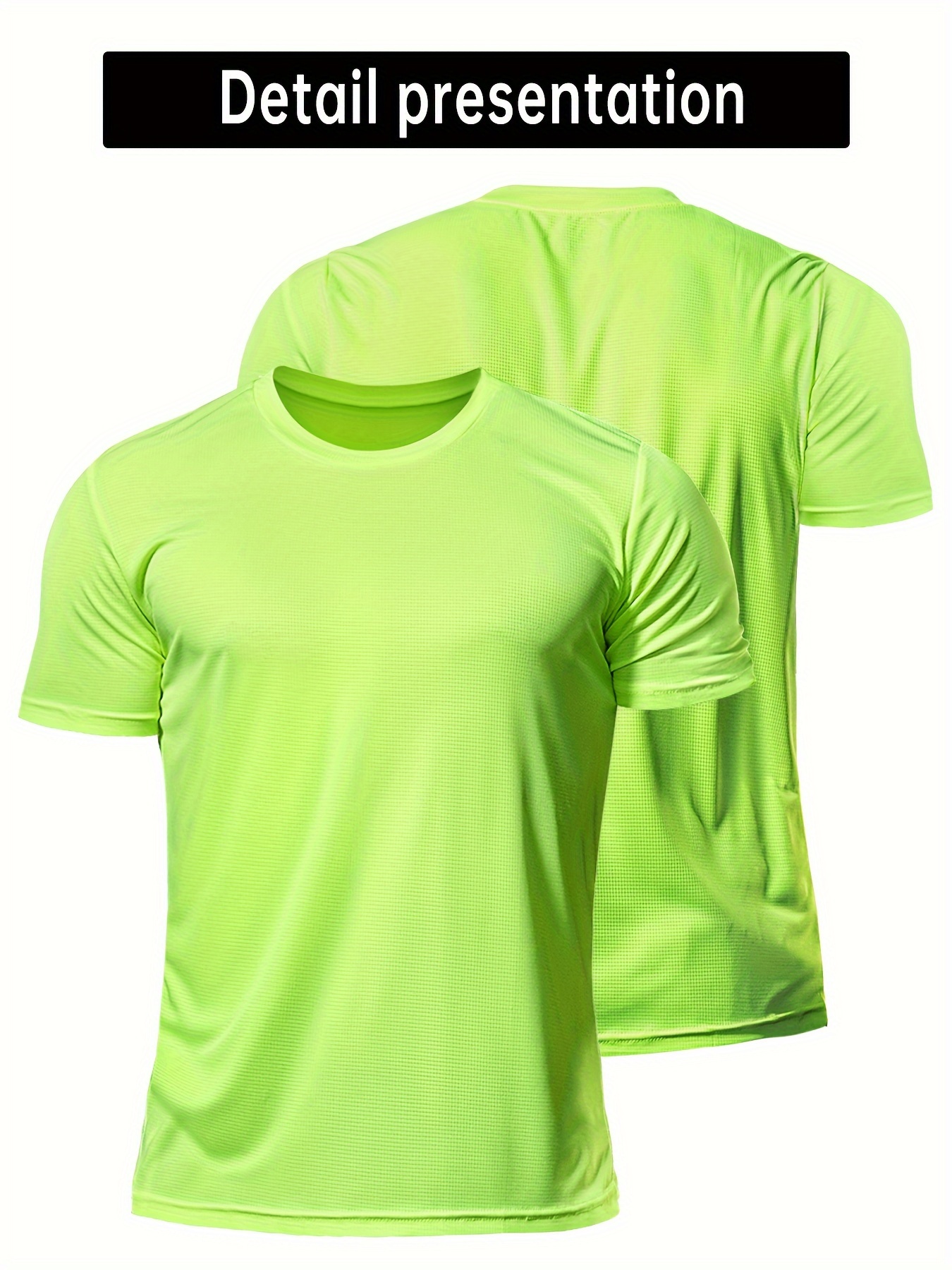 Men's Quick-Dry Athletic T-Shirt - Neon Green Workout Shirt, Lightweight Moisture-Wicking Gym Top for Running, Training, Casual Wear - Breathable Athletic Apparel, Sleek Design, Lightweight Construction