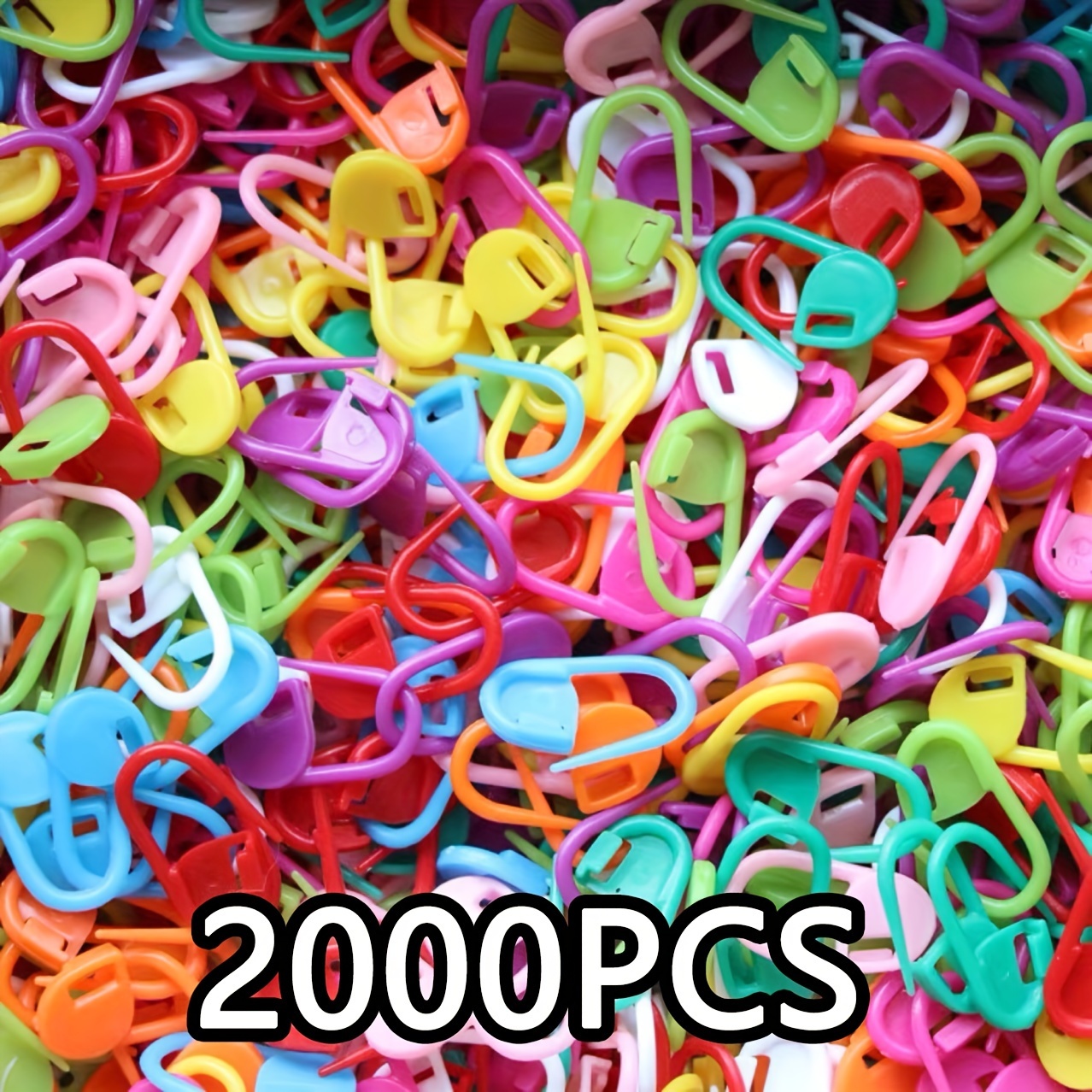 

2000pcs Pack Assorted Colors Plastic Stitch Markers For Knitting & Crochet - Durable Locking Safety Pins, Multicolor Craft Accessories