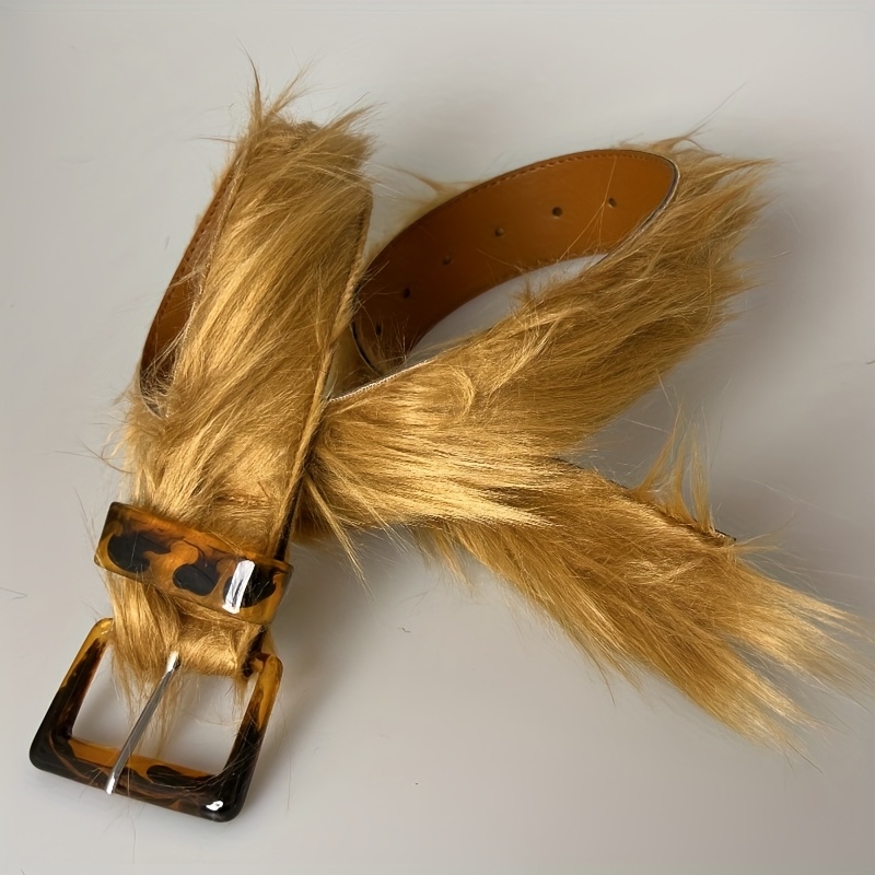 new y2k furry belt fluffy belt mens stylish furry fashion - Temu display picture 3