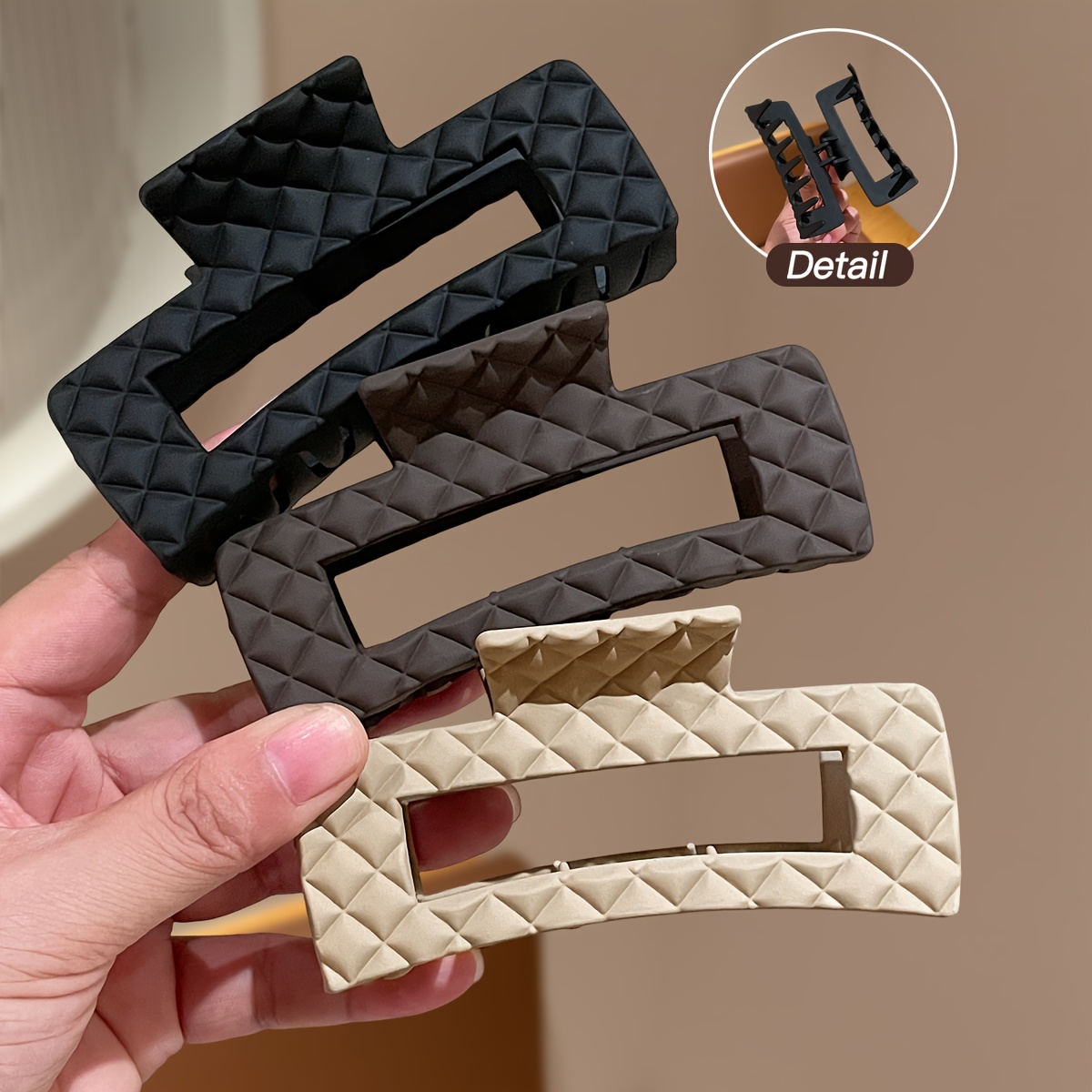 3pcs Premium Diamond Embossed Hair Clips Set