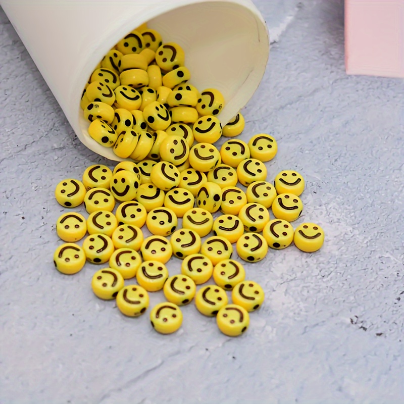 

100pcs/pack Yellow Acrylic Loose Spacer Beads For Jewelry Making Diy Bracelet Necklace Handmade Craft Supplies