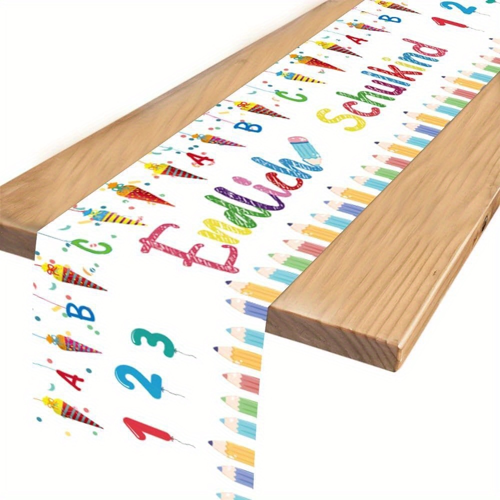 Image of Random 1pc German Table Runner First Day Of School - Decorative Table Runner School With , School Decorative Table Decoration For School Day Of 13x48/13x72/13x108/inch