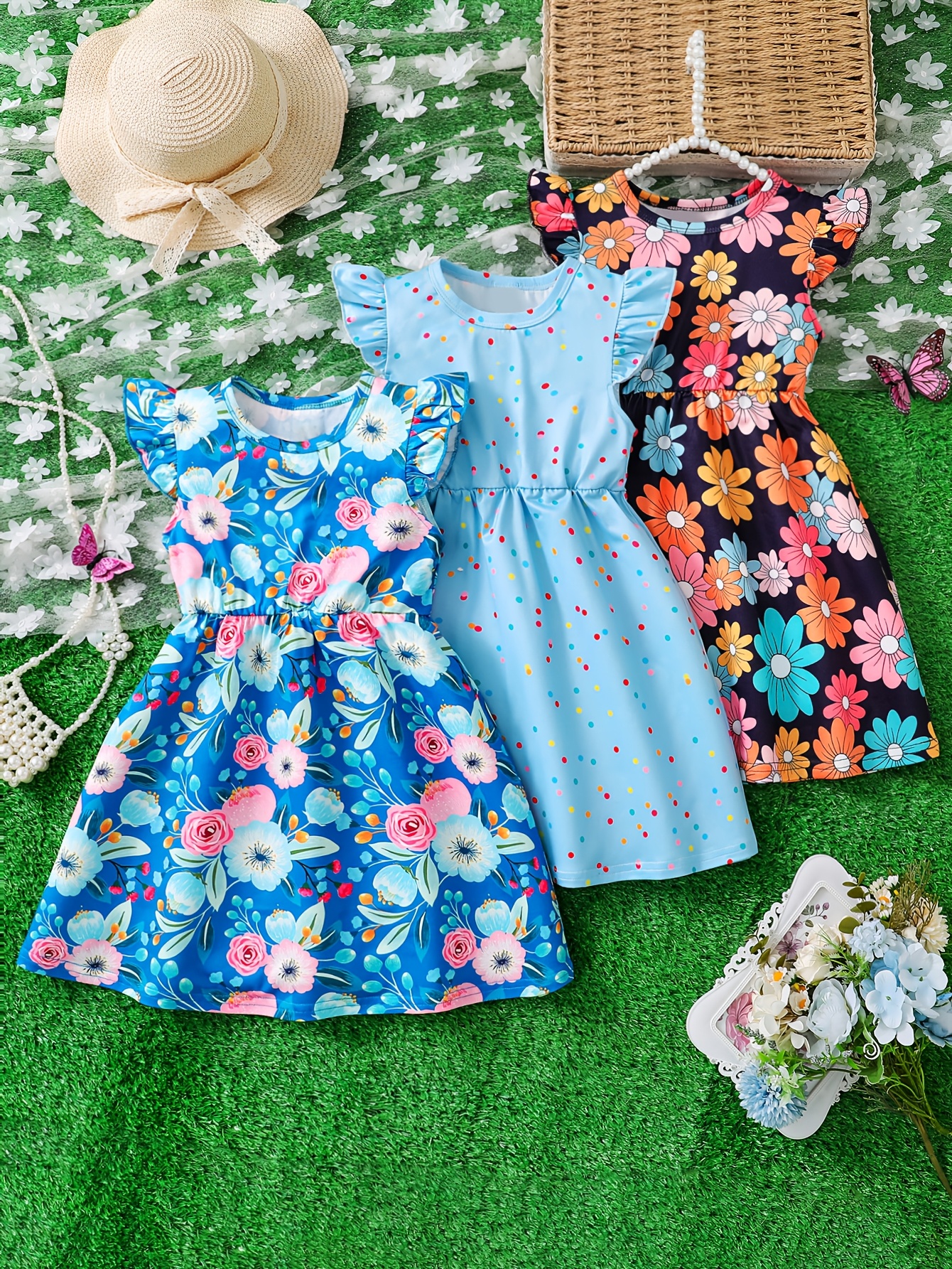 girls fashion dresses Arshiner Tween Girls Summer Dress Ruffle Sleeve A Line Elegant Dresses –  ARSHINER main image 1