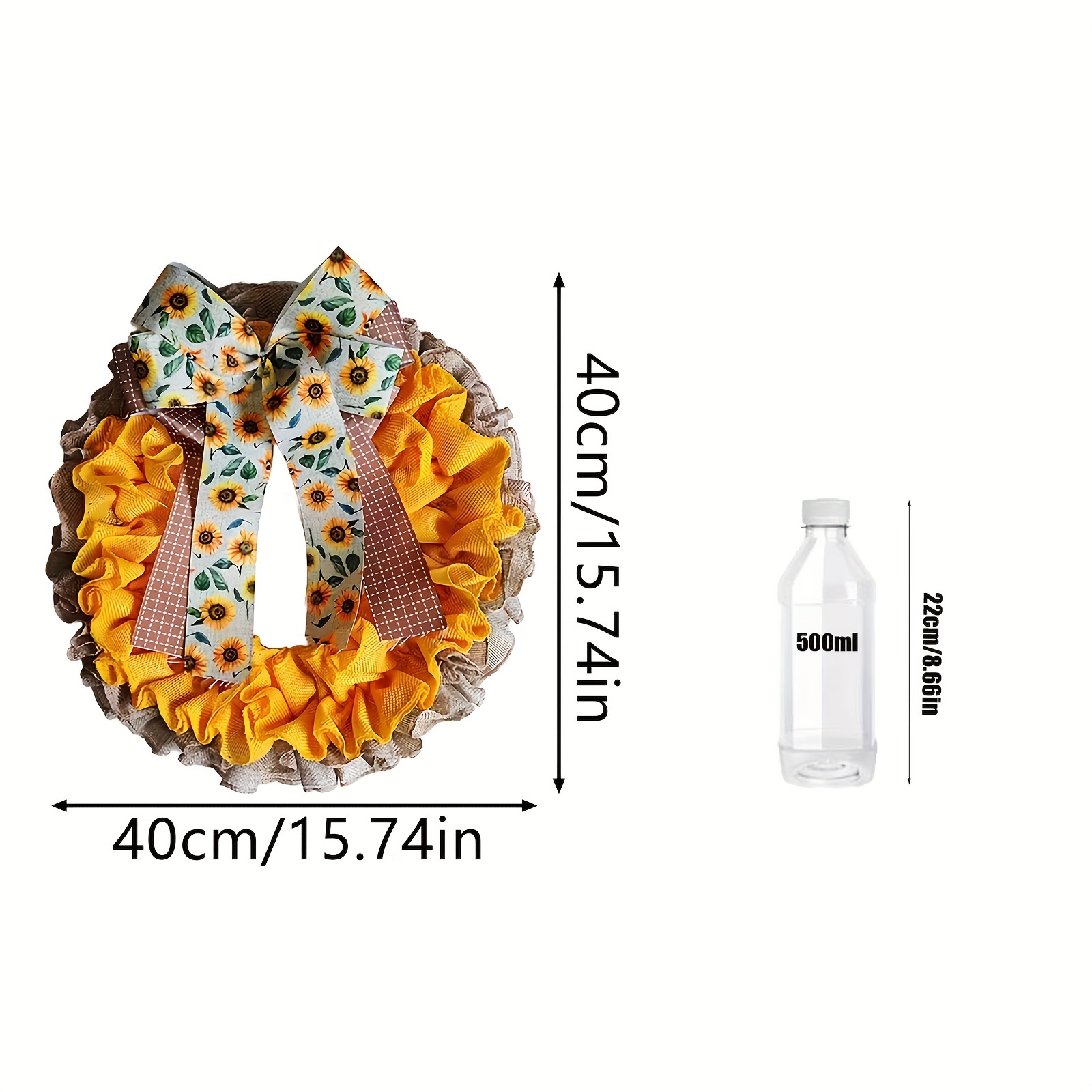 1pc spring sunflower burlap ribbon wreath front door wall window ...