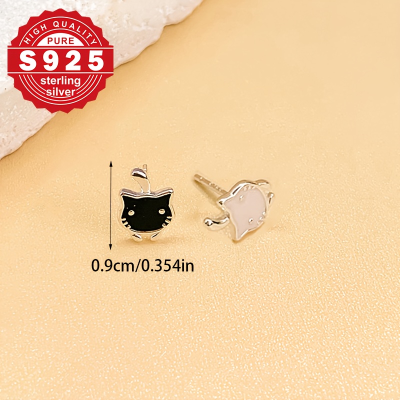 Women's S925 Silver Cat Stud Earrings