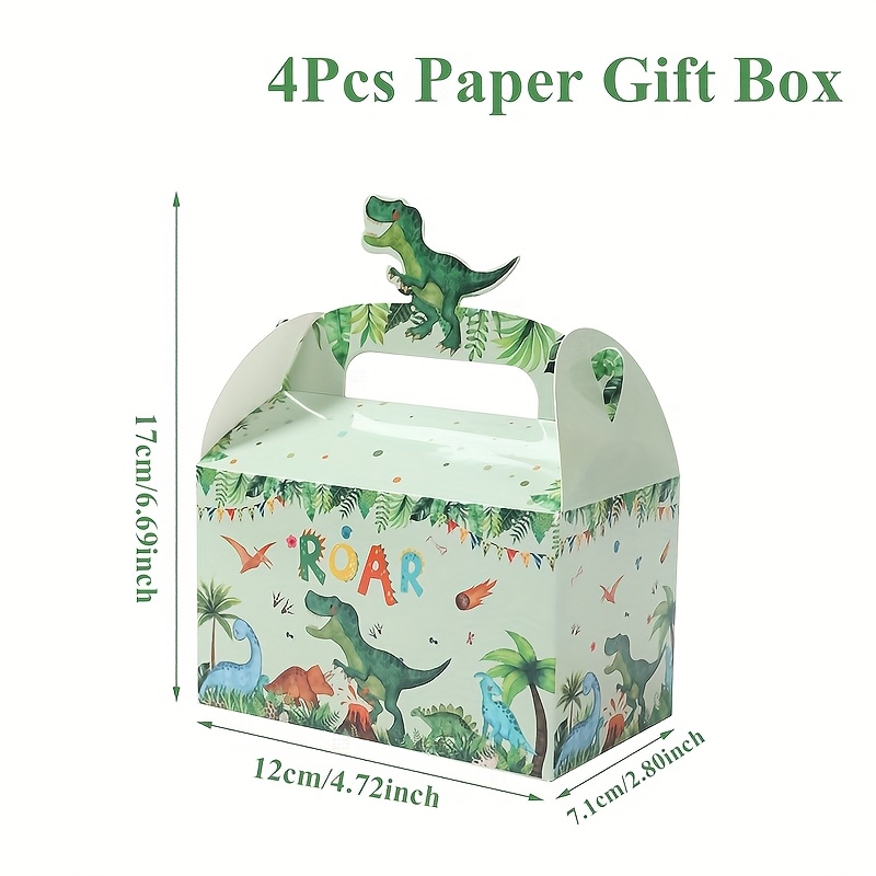 4pcs, Dinosaur Birthday Paper Box Packaging, Dinosaur Party Favors Paper Boxes Favor, Dino Theme Paper Boxes For Decoration, Dinosaur Birthday Decorations
